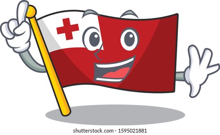 One Finger flag tonga Scroll in mascot cartoon character style