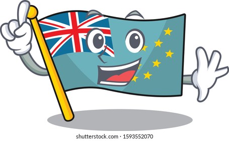 One Finger flag tuvalu Scroll in mascot cartoon character style