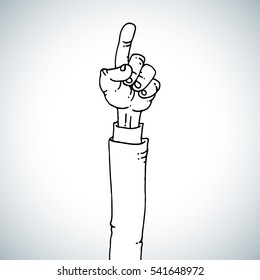 One finger up freehand drawing vector illustration