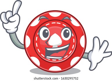 One Finger gambling chips in mascot cartoon character style