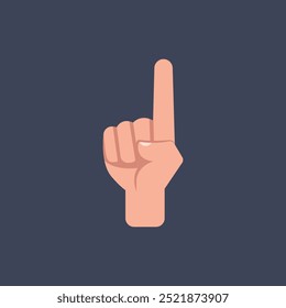 one finger hand gesture sign in flat vector design.