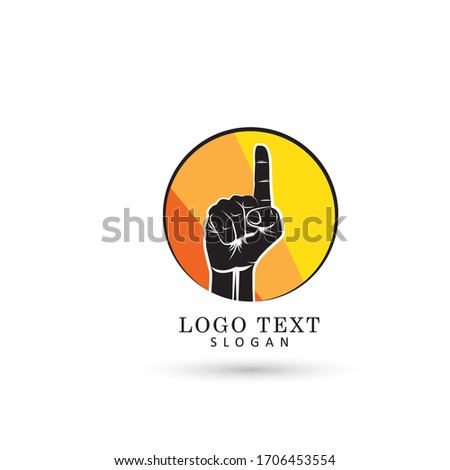 One Finger Hand Raised Logo. Icon & Symbol Vector Template.