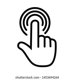 one finger holding tap gesture outline icon. Signs and symbols can be used for web, logo, mobile app, UI, UX 

