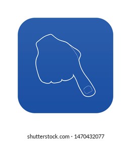 One finger icon blue vector isolated on white background