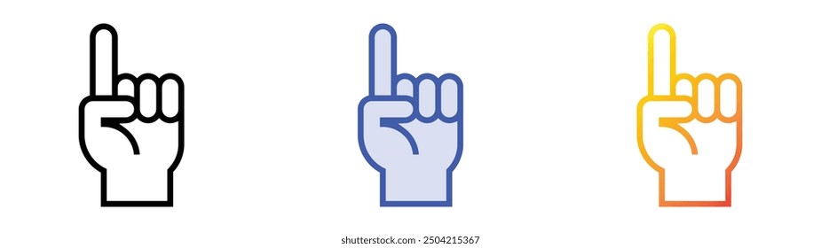 one finger icon. Linear, Blue Fill and Gradient Style Design Isolated On White Background