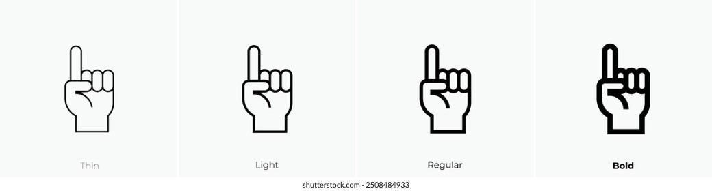 one finger icon. Thin, Light Regular And Bold style design isolated on white background
