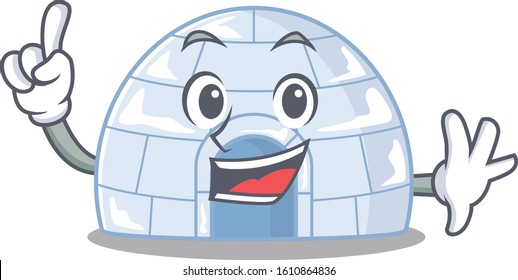 One Finger igloo in mascot cartoon character style