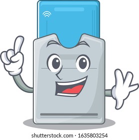 One Finger key card in mascot cartoon character style