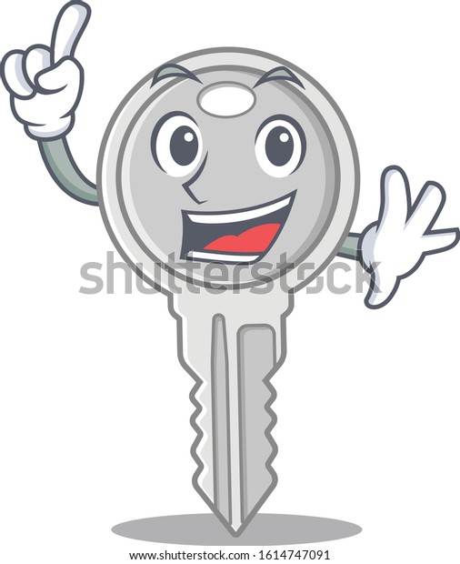 One Finger\
key in mascot cartoon character\
style