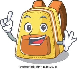 One Finger kids school backpack in mascot cartoon character style