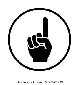 One Finger Line Art Icon In Circle, Hand Showing Number One Symbol, Hand Gesture With A Raised Index Finger - Vector Iconic Design