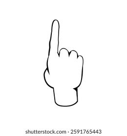 One finger up or number count concept, Back hand view hand drawn sketch Line vector illustration
