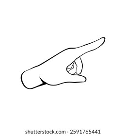 One finger up or number count or pointing gesture concept side view, Sketch Line vector illustration