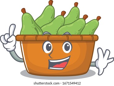 One Finger pear fruit box in mascot cartoon character style