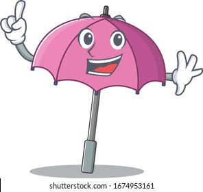 One Finger pink umbrella in mascot cartoon character style