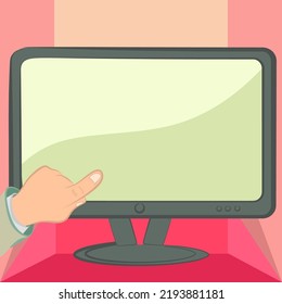 Ein Finger zeigt wichtige Informationen. Hand Vorstellung der entscheidenden Ankündigung. Mann, der neueste Updates zeigt. Exekutive Anzeige kritischer Nachrichten.