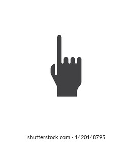 One finger pointing up vector icon. filled flat sign for mobile concept and web design. Hand gesture with the index finger pointing up glyph icon. Symbol, logo illustration. Vector graphics