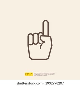 One Finger Raise Line Icon For Muslim And Ramadan Theme Concept. Vector Illustration