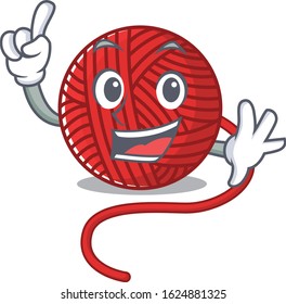 One Finger red wool yarn in mascot cartoon character style
