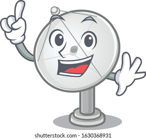 One Finger satellite dish in mascot cartoon character style