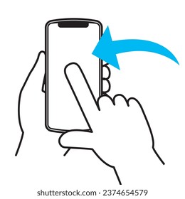 One finger swipe. A simple illustration, icon of a hand gesture operating a smartphone