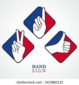 One finger thin line hands sign vector