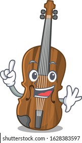 One Finger violin in mascot cartoon character style