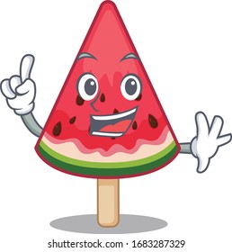 One Finger watermelon ice cream in mascot cartoon character style