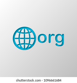 one of first domains for non-profit organization, globe and org. Paper design. Cutted symbol with shadow