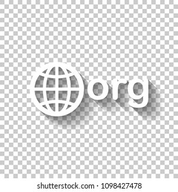 one of first domains for non-profit organization, globe and org. White icon with shadow on transparent background