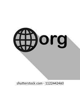 one of first domains for non-profit organization, globe and org. Black object with long shadow on white background