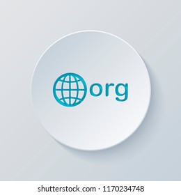 one of first domains for non-profit organization, globe and org. Cut circle with gray and blue layers. Paper style