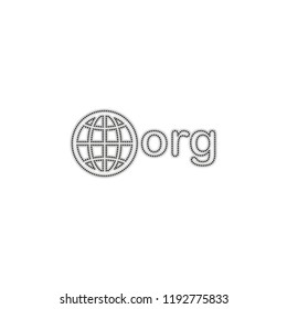 one of first domains for non-profit organization, globe and org. Dotted outline silhouette with shadow on white background