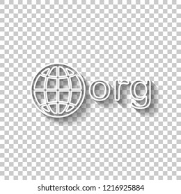 one of first domains for non-profit organization, globe and org. White outline sign with shadow on transparent background