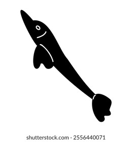 One fish in black and white colors. Doodle clip art for your projects.