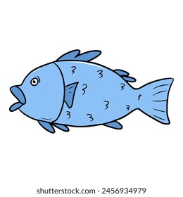 one fish illustration isolated vector	
