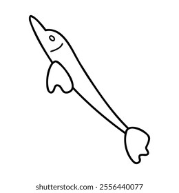 One fish in white and black. Doodle clip art for your projects.