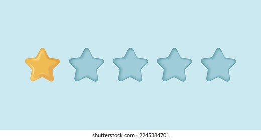 one of five 3d star rating illustration concept