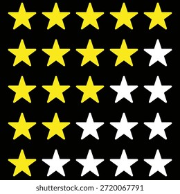 Clasificación de Comentarios de una a cinco estrellas con fondo blanco y negro.  Cliente Comentarios. 