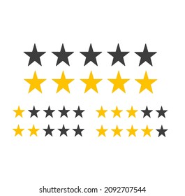 One to five star icon set.  customer product rating reviews. design sign.  vector graphics on a white background.