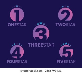 one to five star logo design template