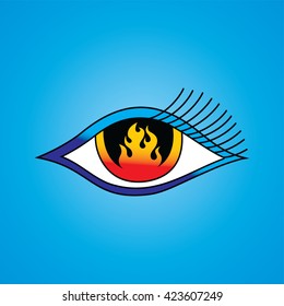 one flame eye symbol theme vector art illustration