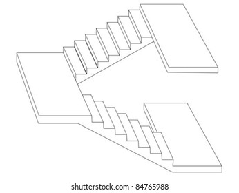 one floor stairs sketch