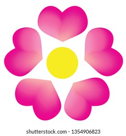 One flower. Pink spring isolated flower on white background. Top view
