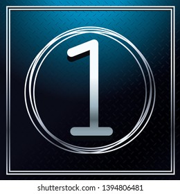 one font number over metallic texture