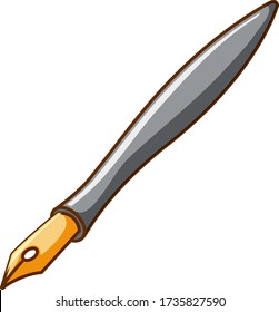 One fountain pen with gray handle illustration