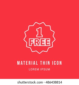 One Free Bright red material designed line thin flat icon / logo