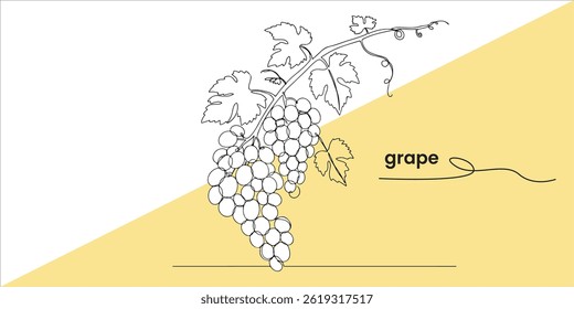 One Fresh grape vine A single fresh grape vine, lush and full of vitality, showcasing its natural beauty and potential for producing ripe, juicy grapes.	