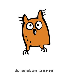 One fun owl. Hand drawing.