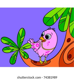 one fun sparrow on tree